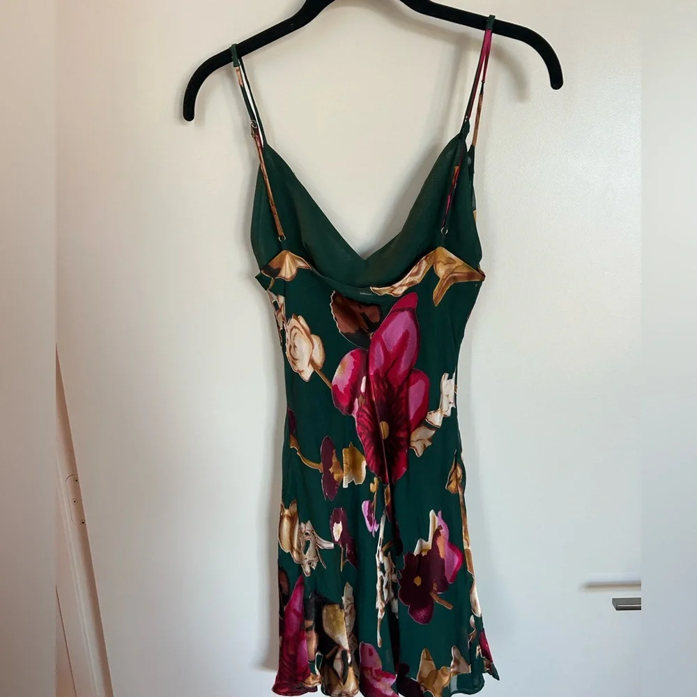 Rat & Boa Mini 100% Floral Silk Dress in Green - Picture 3 of 6